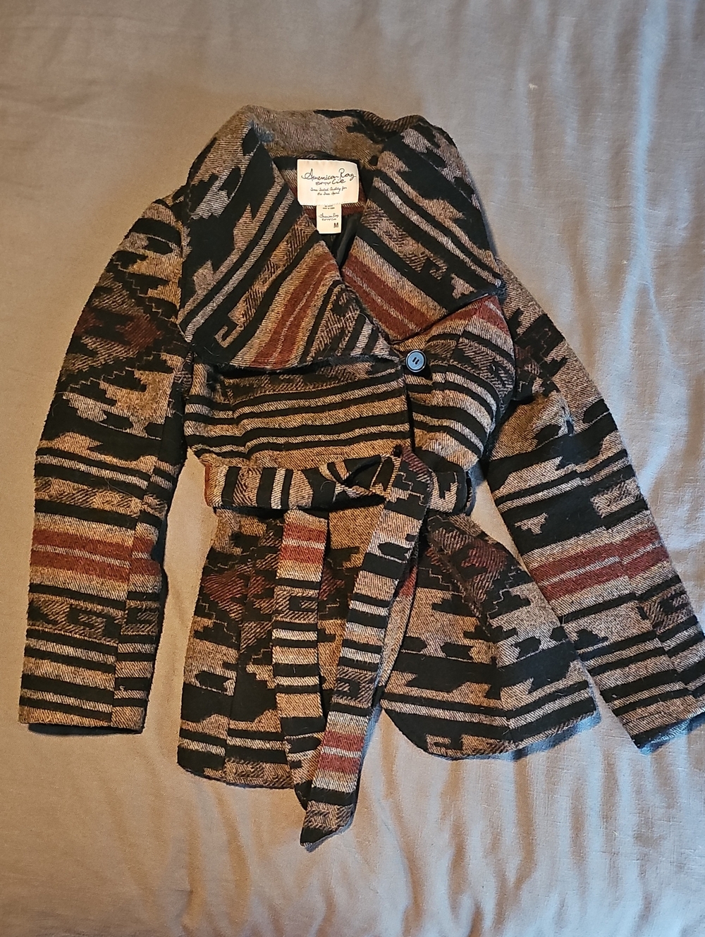 Southwestern Knit Belted Coat